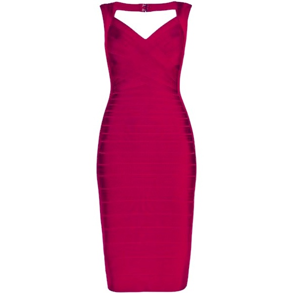 Herve Leger Sarai bandage dress in dark maroon